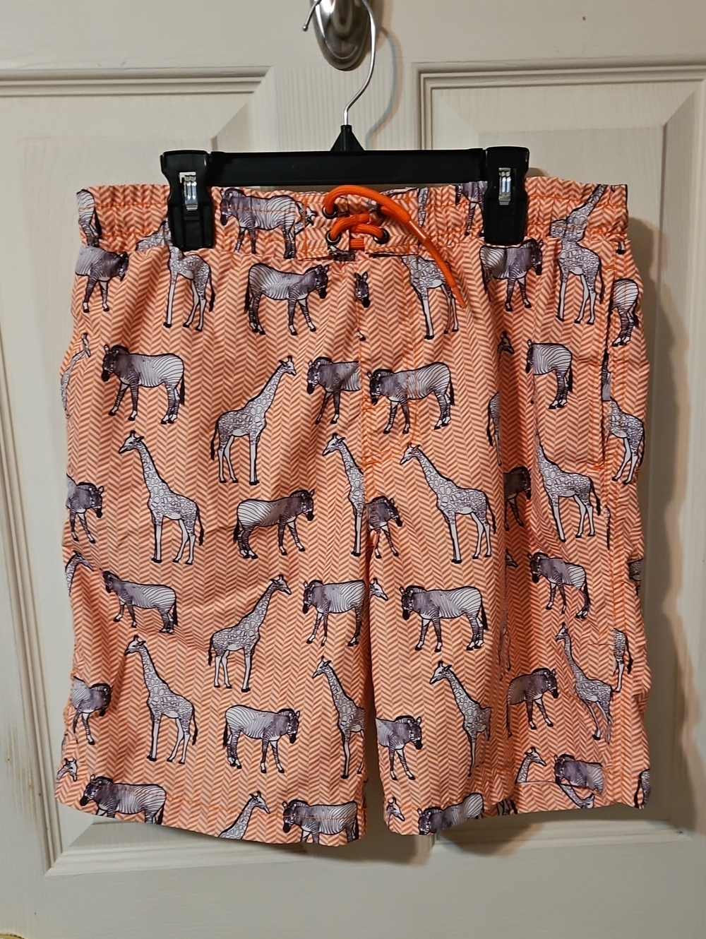 Jr.Swim Orange Animal-Print Swim Shorts